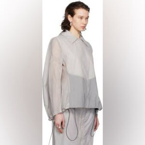 JOHANNA PARV Designer Hooded Shell Jacket Sz S Light Grey New Without Tag